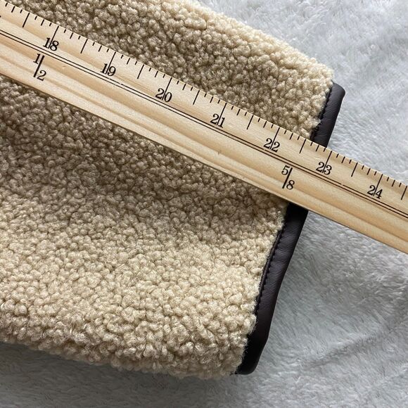 joie Sherpa Duffle Coat Jacket Women L Beige Shearling Faux Fur Boxy Barn Chore - Picture 11 of 12